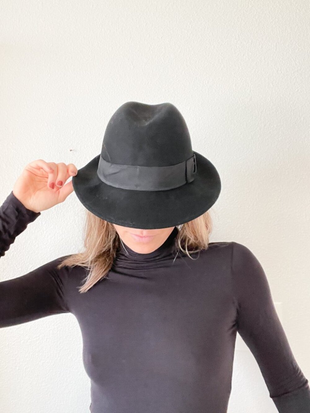 J.Crew Black Wool Fedora One Size Vintage 2016 Style Pinch Front Grosgrain Band
